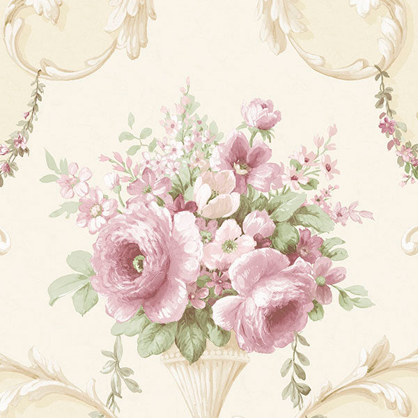 Purchase Im36422 | Silk Impressions 2, Pink Damask - Norwall Wallpaper