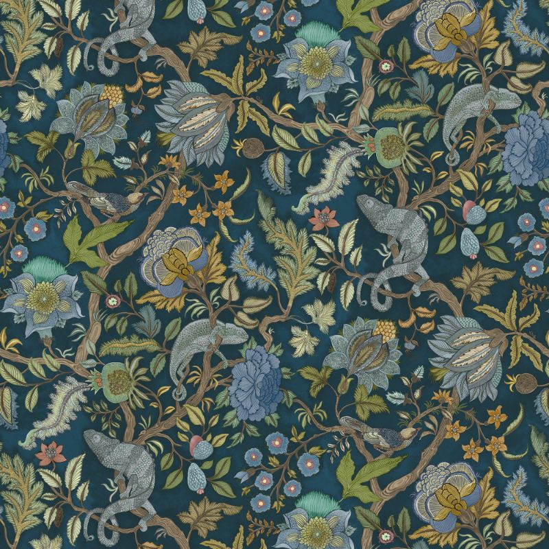 Sample - Jmw1022.61.0 | Chameleon Trail Wp, Blue Animals - Kravet Couture Wallpaper