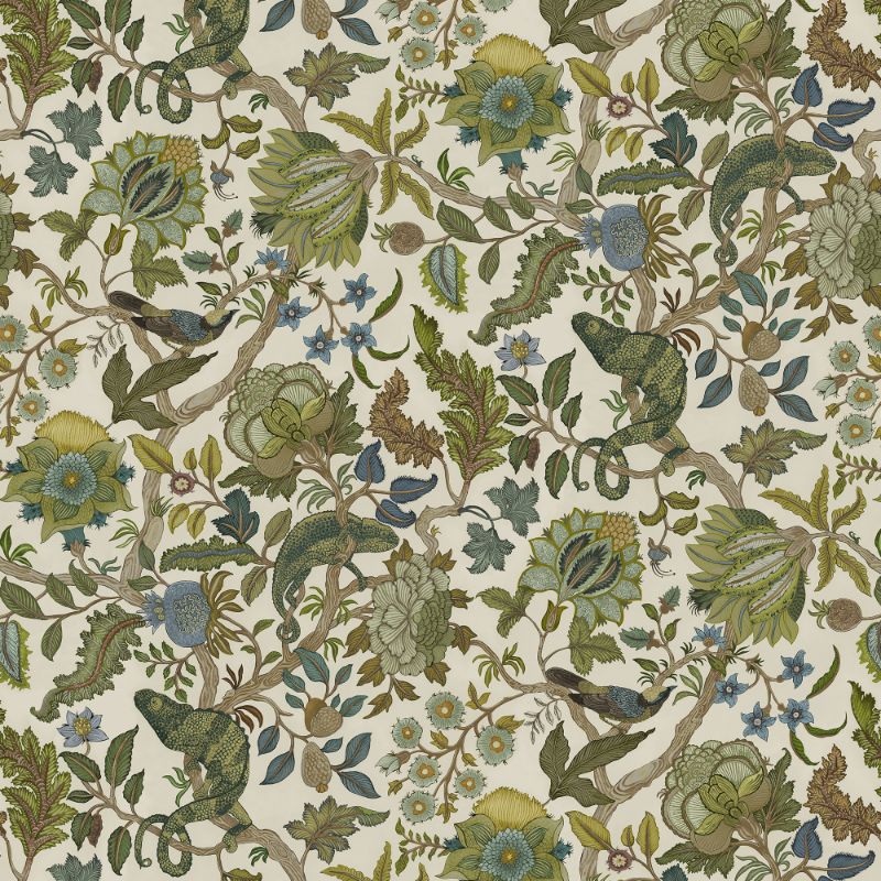 Sample - Jmw1022.71.0 | Chameleon Trail Wp, Green Animals - Kravet Couture Wallpaper