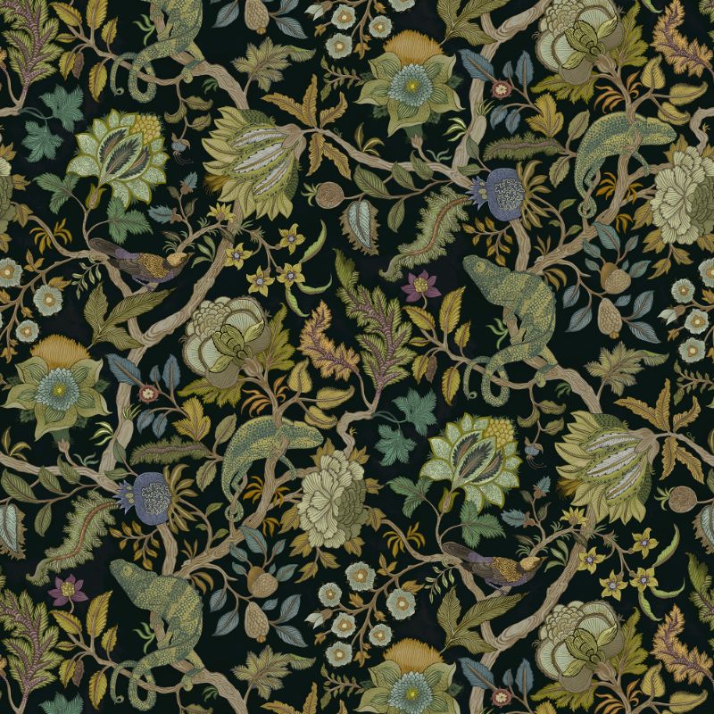 Purchase Jmw1022.81.0 Chameleon Trail Wp, Black Animals - Kravet Couture Wallpaper