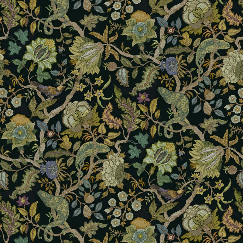 Sample - Jmw1022.81.0 | Chameleon Trail Wp, Black Animals - Kravet Couture Wallpaper