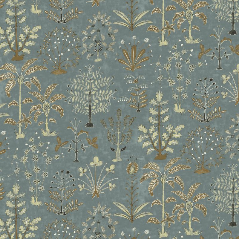 Sample - Jmw1023.21.0 | Cynthia Wp, Blue Botanical - Kravet Couture Wallpaper
