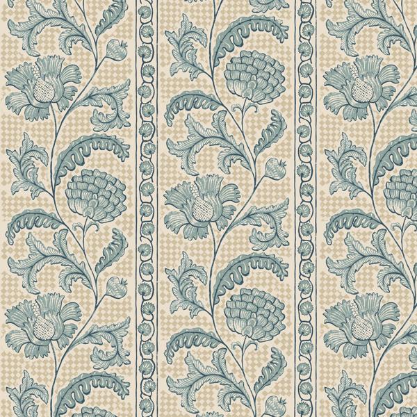 Sample - Jmw1028-01 | Floral Check, Blue Botanical - Kravet Couture Wallpaper - Jmw1028.01.0