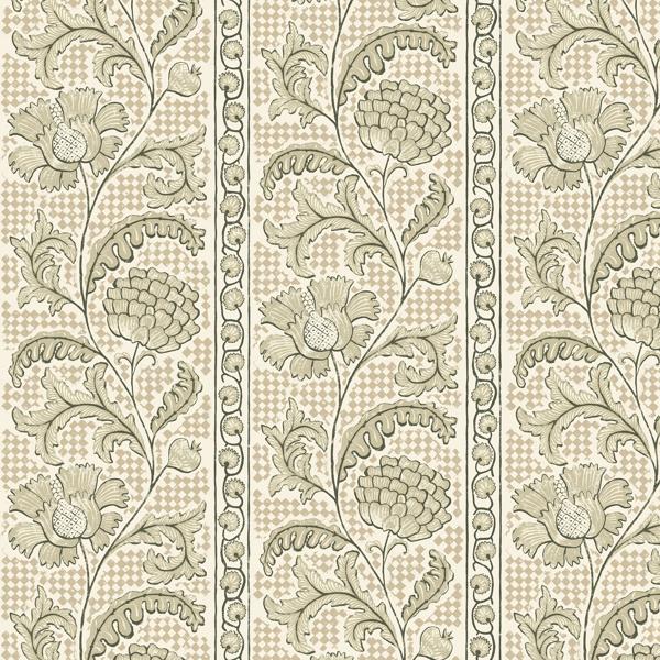 Sample - Jmw1028-11 | Floral Check, Green Botanical - Kravet Couture Wallpaper - Jmw1028.11.0