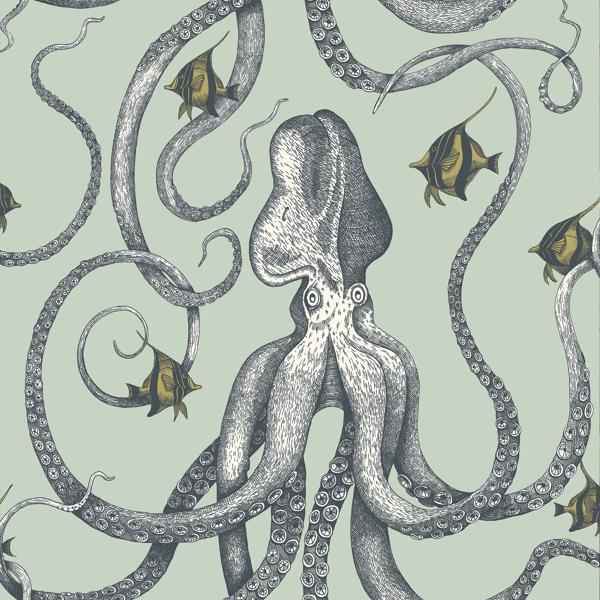 Sample - Jmw1030-21 | Octopoda Grand, Green Animals - Kravet Couture Wallpaper - Jmw1030.21.0