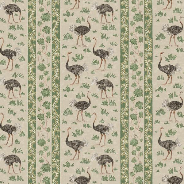 Sample - Jmw1032-11 | Ostrich Stripe, Brown Botanical - Kravet Couture Wallpaper - Jmw1032.11.0