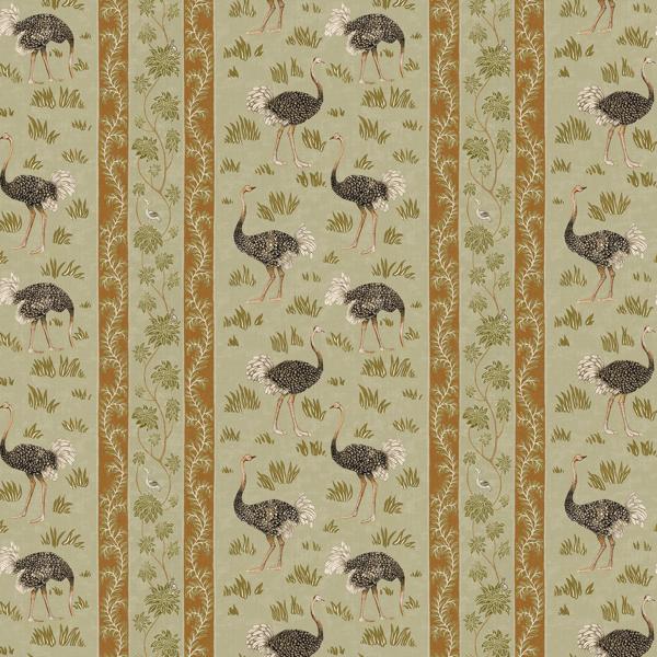 Sample - Jmw1032-31 | Ostrich Stripe, Green Botanical - Kravet Couture Wallpaper - Jmw1032.31.0