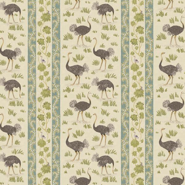 Sample - Jmw1032-41 | Ostrich Stripe, Green Botanical - Kravet Couture Wallpaper - Jmw1032.41.0