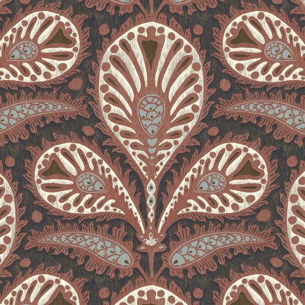 Sample - Jmw1034-01 | Ikat Clover, Red Ikat - Kravet Couture Wallpaper - Jmw1034.01.0