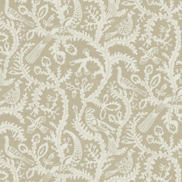 Sample - Jmw1035-11 | Stitched Birds, Beige Animals - Kravet Couture Wallpaper - Jmw1035.11.0