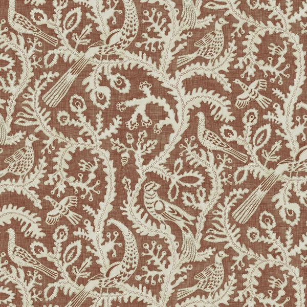 Sample - Jmw1035-41 | Stitched Birds, Red Animals - Kravet Couture Wallpaper - Jmw1035.41.0