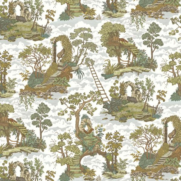 Sample - Jmw1037-11 | Islet Hopping, Green Animals - Kravet Couture Wallpaper - Jmw1037.11.0