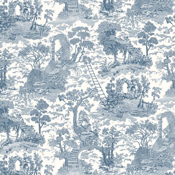 Sample - Jmw1038-11 | Islet Hopping Toile, Blue Botanical - Kravet Couture Wallpaper - Jmw1038.11.0