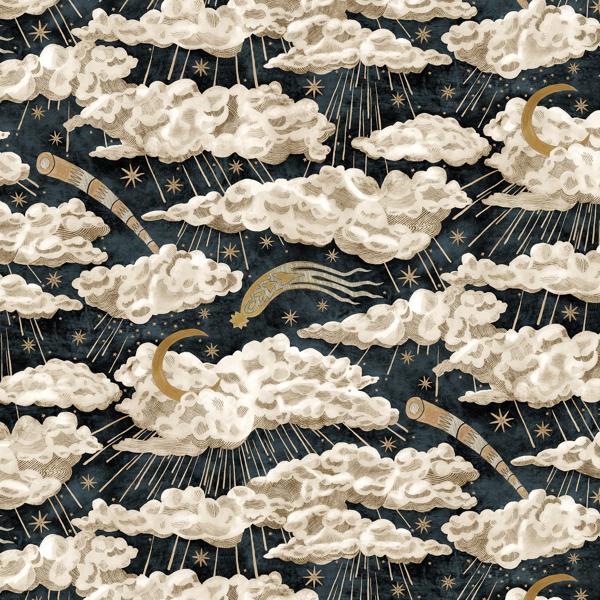 Sample - Jmw1039-01 | Cumulus Luna, Black Novelty - Kravet Couture Wallpaper - Jmw1039.01.0