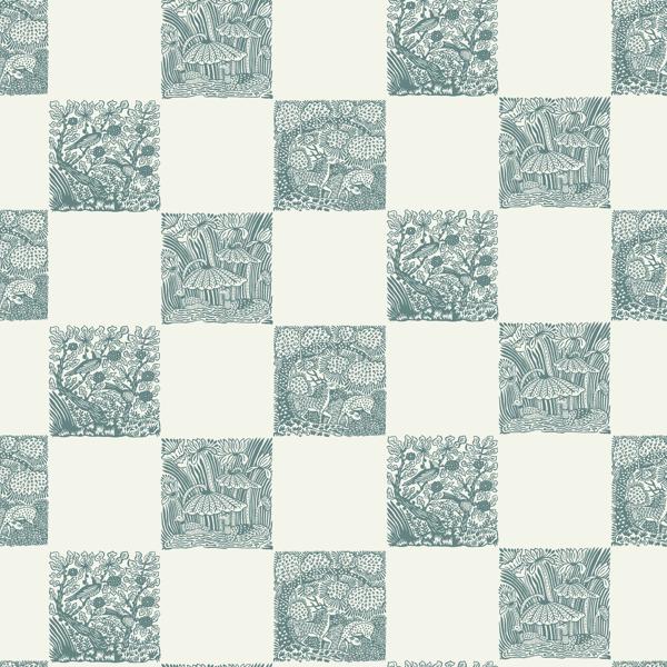 Sample - Jmwrani-03 | Animal Check, Blue Animals - Kravet Couture Wallpaper - Jmwrani.03.0
