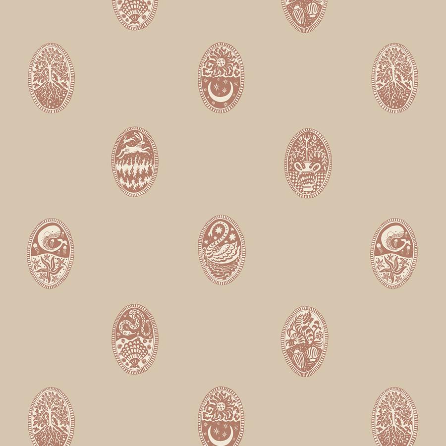 Purchase Jmwrlin-01 Linear Cameos, Beige Medallion - Kravet Couture Wallpaper - Jmwrlin.01.0
