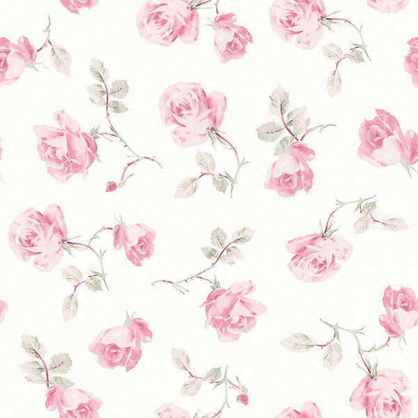 Purchase LFS6109 NuWallpaper Wallpaper, Chateau Rose Ribbon Rosa Peel & Stick - LoveShackFancy NuWallpaper
