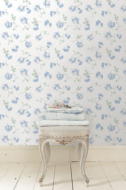 French Blue Ribbon Rosa Peel and Stick Wallpaper main image 0