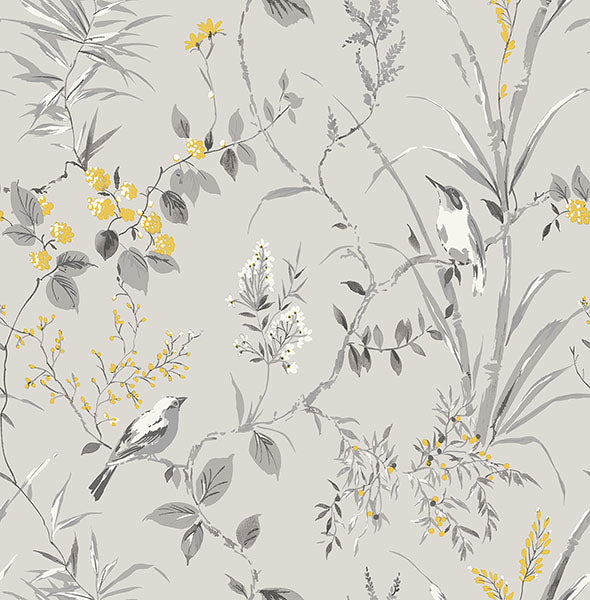 Purchase M1551 Brewster Wallpaper, Mariko Grey Botanical - Medley