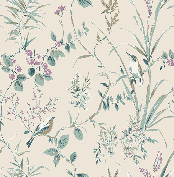 Purchase M1554 Brewster Wallpaper, Mariko Teal Botanical - Medley