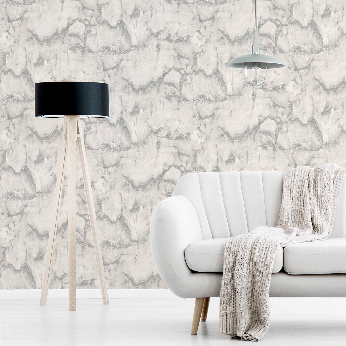 Purchase M1584 Brewster Wallpaper, Aura Silver Marble - Medley12