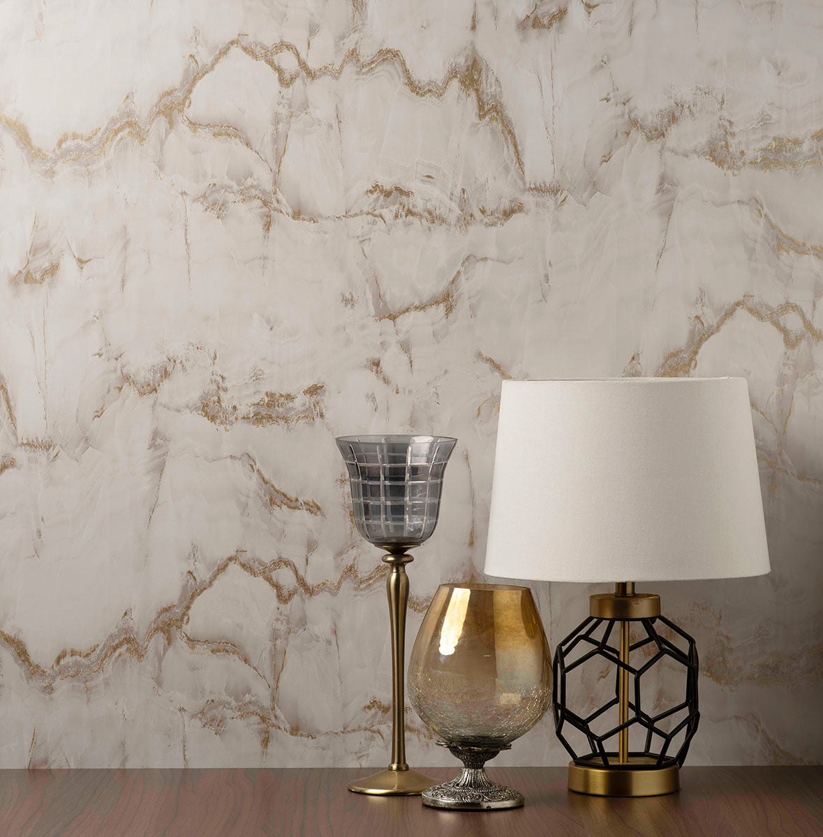 Purchase M1585 Brewster Wallpaper, Aura Gold Marble - Medley1