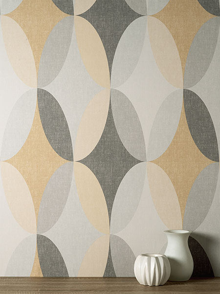 Purchase M1641 Brewster Wallpaper, Kirby Mustard Oval Geo - Medley12