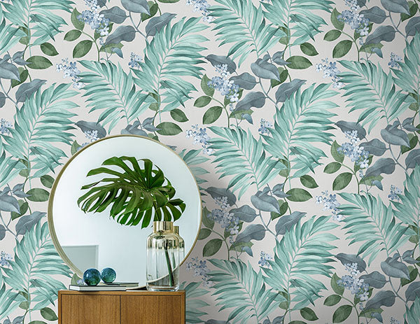 Purchase M1651 Brewster Wallpaper, Eden Grey Tropical - Medley1