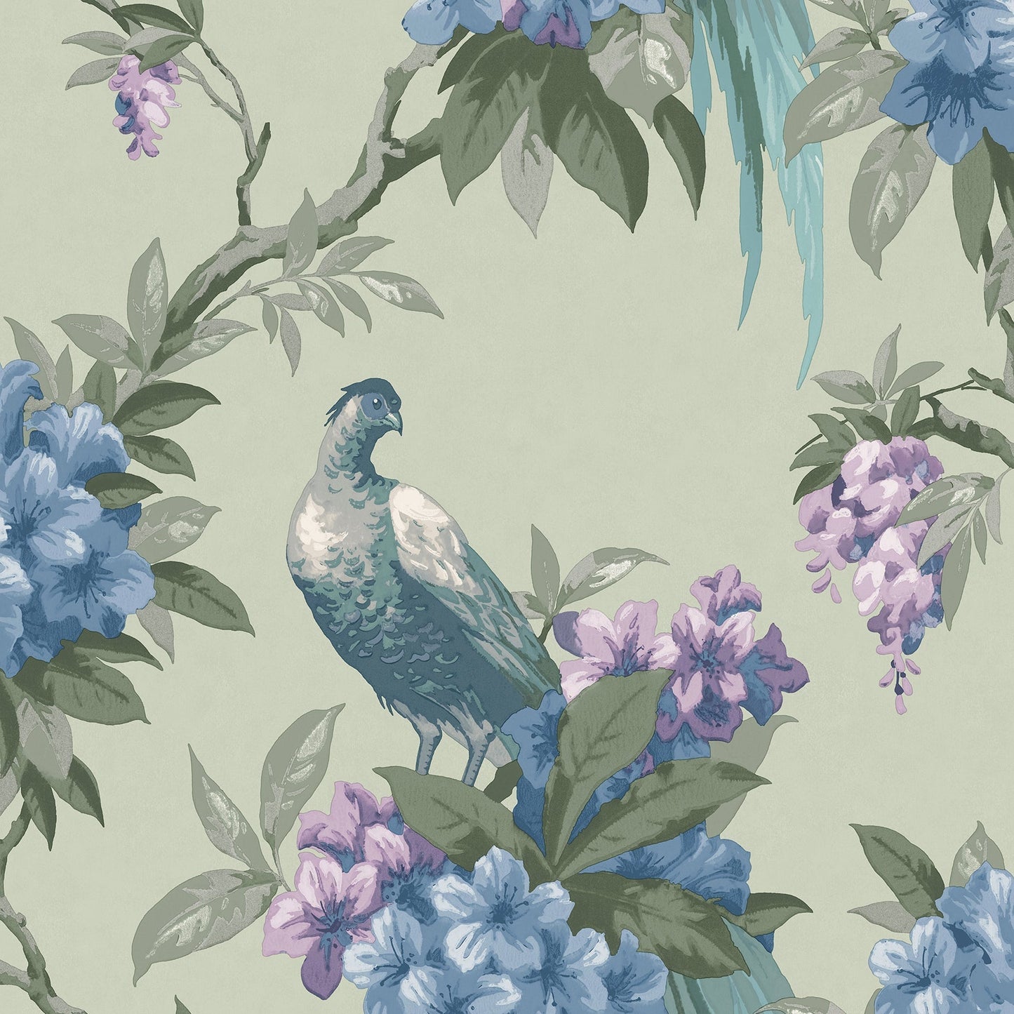 Purchase M1660 Archive Collection, Golden Pheasant Sage Floral Wallpaper by Brewster