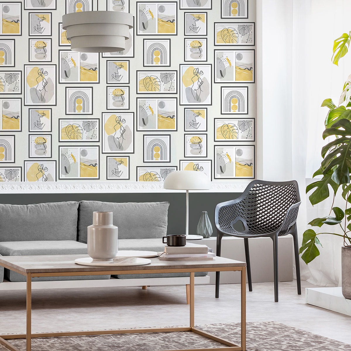 Purchase M1712 Brewster Wallpaper, Krasner Mustard Gallery - Medley1