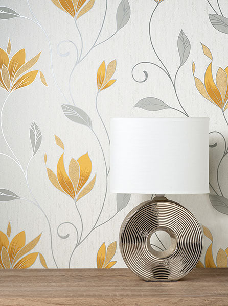 Purchase M1717 Brewster Wallpaper, Synergy Yellow Floral - Medley1