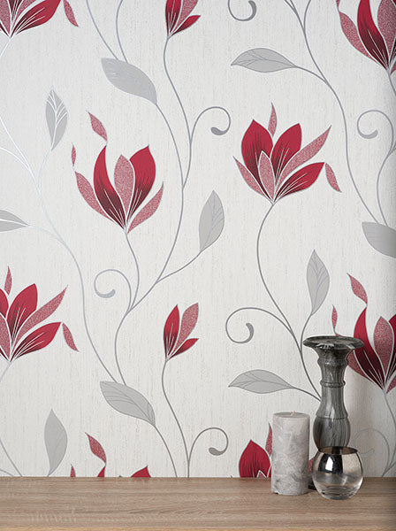 Purchase M1718 Brewster Wallpaper, Synergy Ruby Floral - Medley1