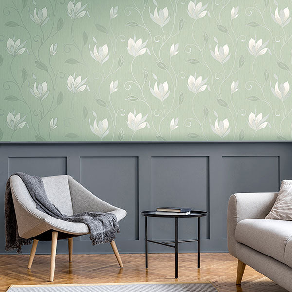 Purchase M1739 Brewster Wallpaper, Synergy Light Green Floral - Medley12