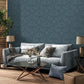 Purchase M1745 Brewster Wallpaper, Camille Navy Damask - Medley12