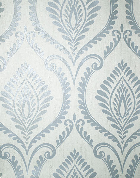 Purchase M1757 Brewster Wallpaper, Estelle Light Blue Damask - Medley