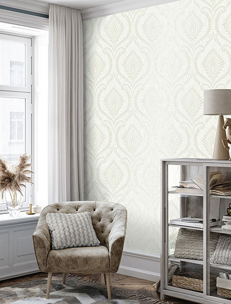 Purchase M1759 Brewster Wallpaper, Estelle Dove Damask - Medley12