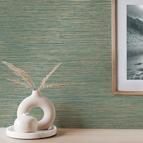 Purchase M1768 Brewster Wallpaper, Fusion Teal Plain Wallpaper - Medley12