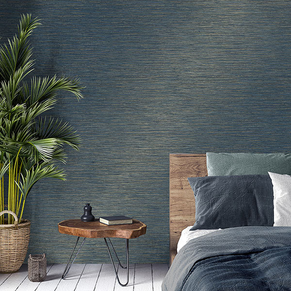 Purchase M1769 Brewster Wallpaper, Fusion Navy Plain Wallpaper - Medley1