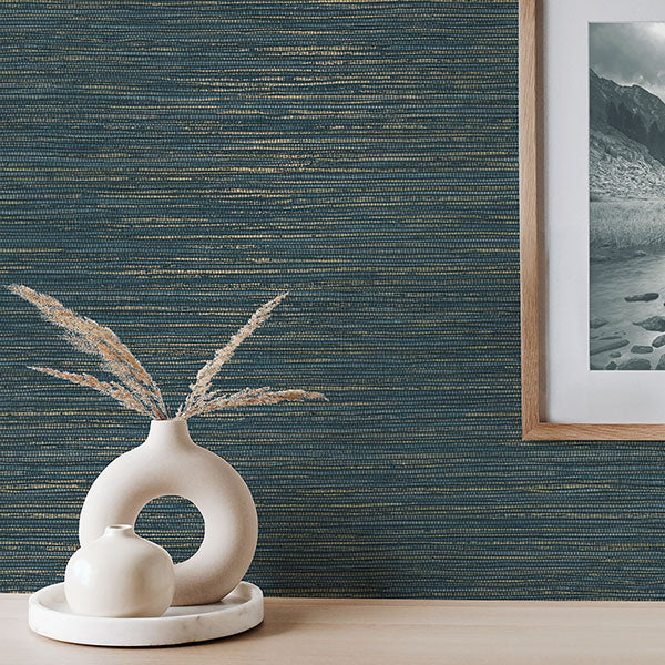 Purchase M1769 Brewster Wallpaper, Fusion Navy Plain Wallpaper - Medley12