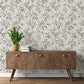 Purchase M1771 Brewster Wallpaper, Fusion Grey Leaf Wallpaper - Medley1