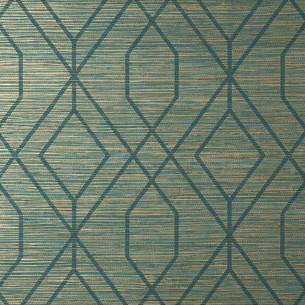 Purchase M1773 Brewster Wallpaper, Fusion Teal Trellis Wallpaper - Medley