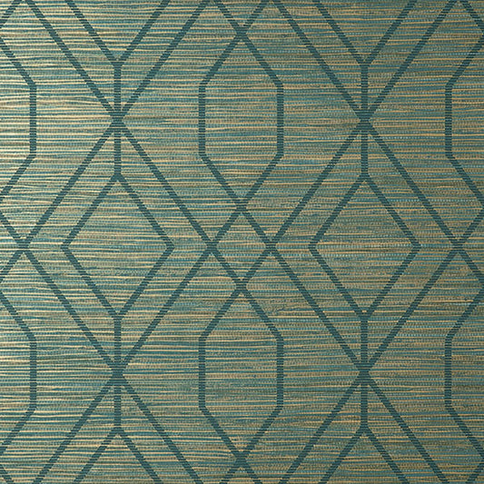 Purchase M1773 Brewster Wallpaper, Fusion Teal Trellis Wallpaper - Medley