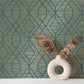 Purchase M1773 Brewster Wallpaper, Fusion Teal Trellis Wallpaper - Medley12