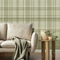 Purchase M1865 Brewster Wallpaper, Harris Green Plaid Chevron - Medley1