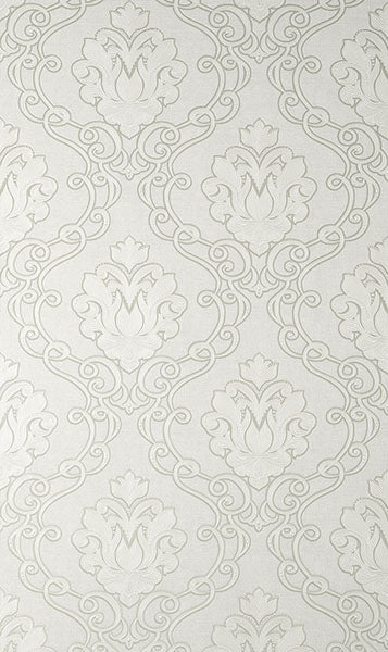 Purchase M95657 Brewster Wallpaper, Florentine White Damask - Medley