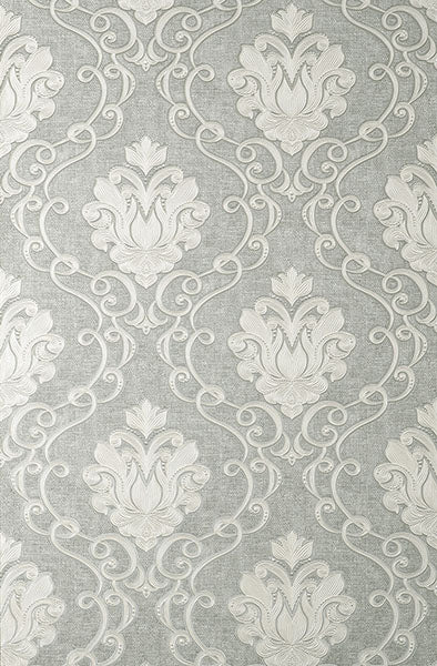 Purchase M95659 Brewster Wallpaper, Florentine Grey Damask - Medley