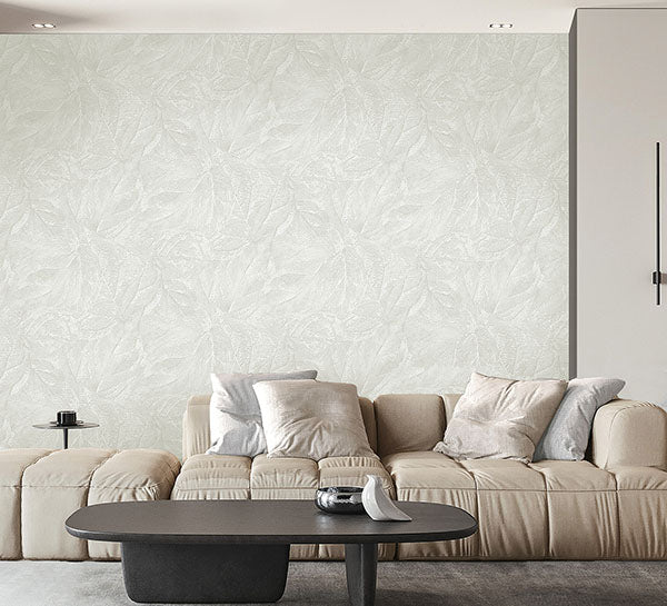 Purchase M95664 Brewster Wallpaper, Aspen White Leaf - Medley1