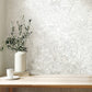Purchase M95677 Brewster Wallpaper, Meilani White & Silver Palm Landscape - Medley1