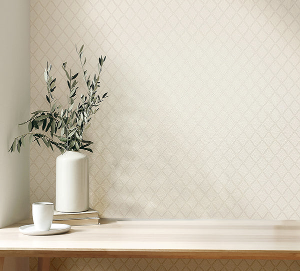 Purchase M95679 Brewster Wallpaper, Santina Eggshell Trellis - Medley1