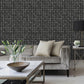 Purchase M95682 Brewster Wallpaper, Romero Black 3D Geometric - Medley12